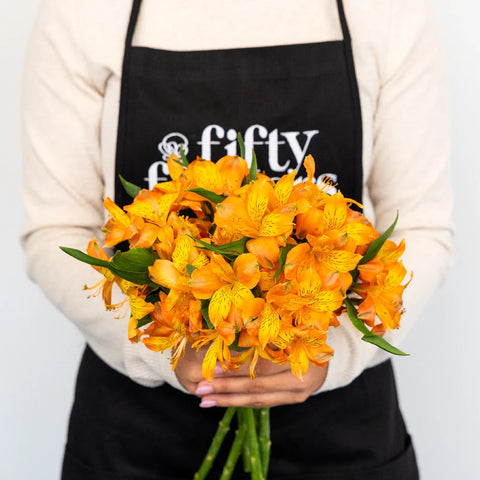 Terracotta Orange Peruvian Lily Flower Apron - Image