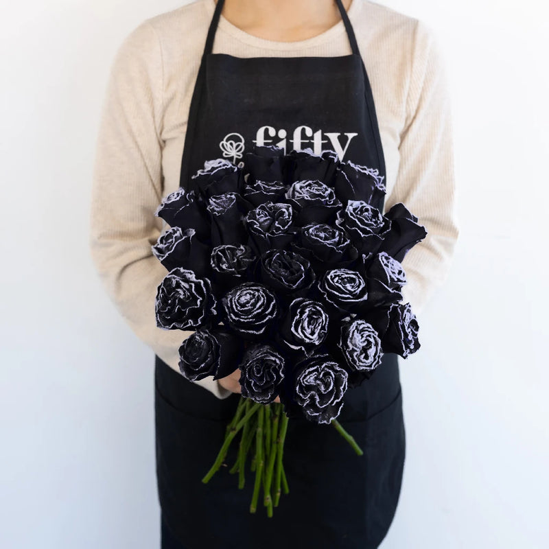 Tinted Black Fuzzy Roses Apron - Image