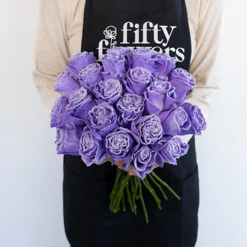 Tinted Lavender Fuzzy Roses Apron - Image