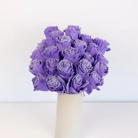 Tinted Lavender Fuzzy Roses Vase - Image