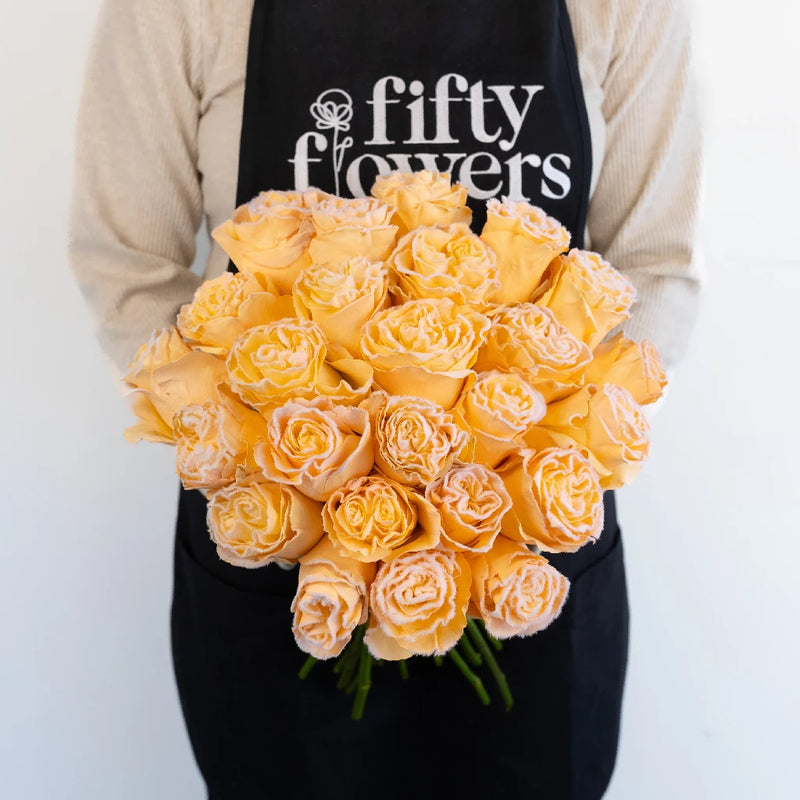 Tinted Peach Fuzzy Roses Apron - Image