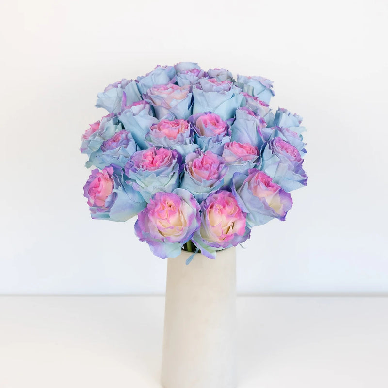 Tinted Rainbow Fuzzy Roses Vase - Image