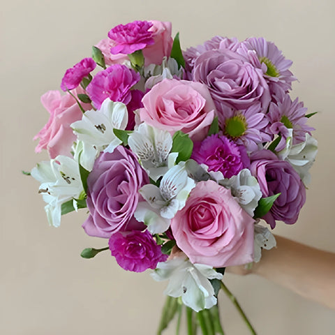 True Loves Kiss Lavender Rose Bouquet Hand - Image