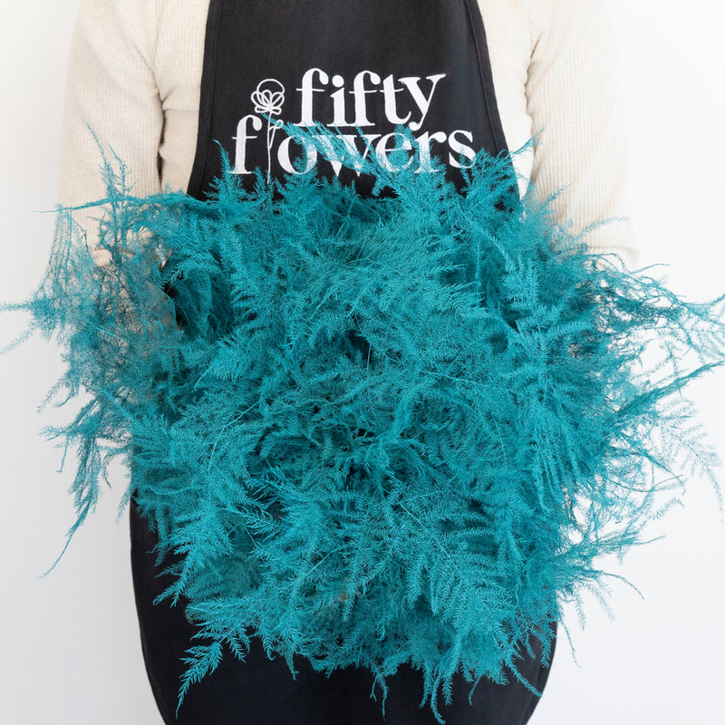 Turquoise Enhanced Plumosa Fern Greenery Apron - Image