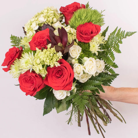 Fire Red Holiday Rose Bouquet