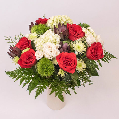 Fire Red Holiday Rose Bouquet