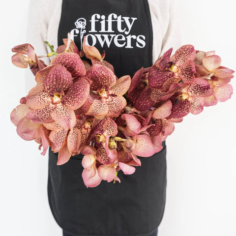 Vanda Orchids Speckled Watermelon Apron - Image