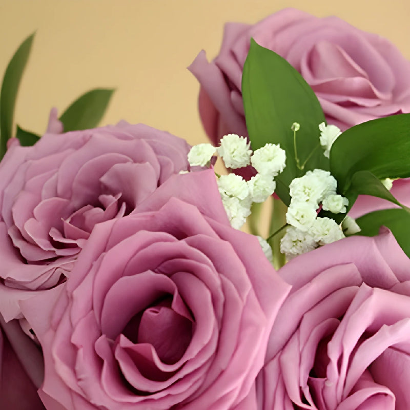 Vday Dozen Color Rose Arrangement Close Up - Image