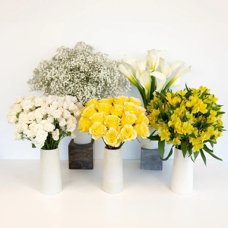 Velvet Yellow Fresh Rose Diy Flower Kit Recipe - Image