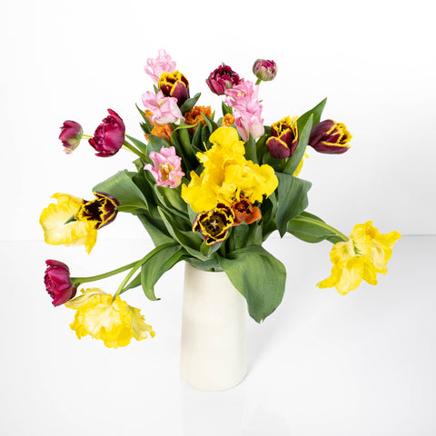 Vibrant Assorted Colors Tulip Bouquet Vase - Image
