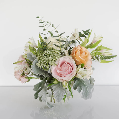 Victorian Peach Event Decorative Flower Arrangement Close Up - Image