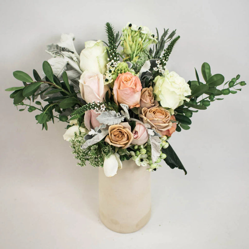 Victorian Peach Flower Bunch in Vase