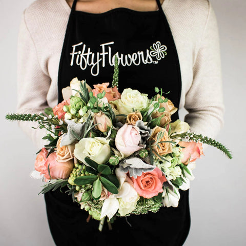 Victorian Peach Flower Bouquet in Hand