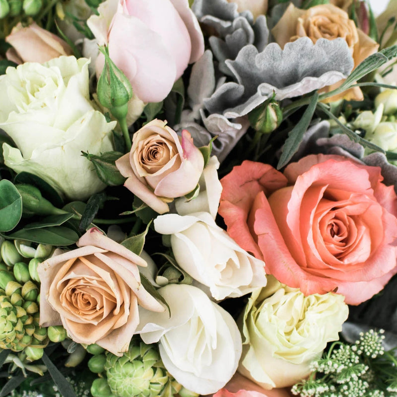 Victorian Peach Flower Bouquet Up Close