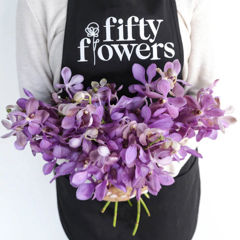 Vintage Mokara Orchid Flower Apron - Image