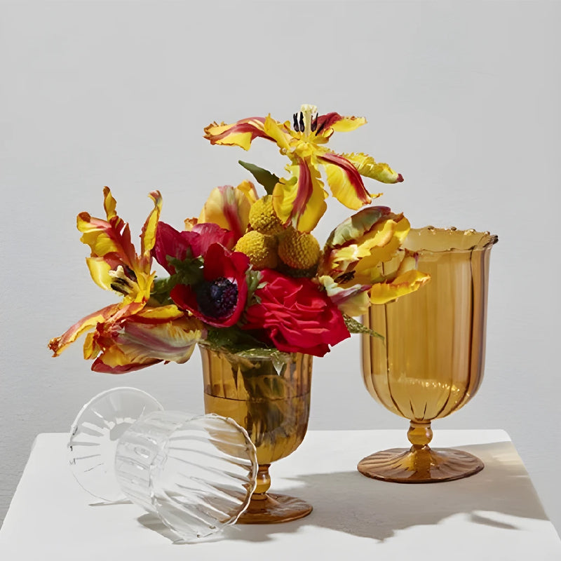 Vintage Toast Glass Flower Vase Close Up - Image