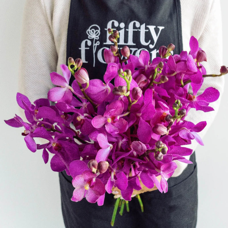 Violet Purple Speckled Mokara Orchid Apron - Image