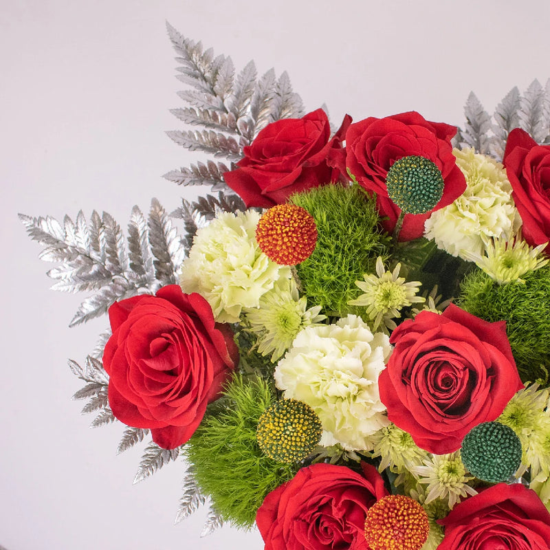 Holiday Lights Red Rose Flower Bouquet