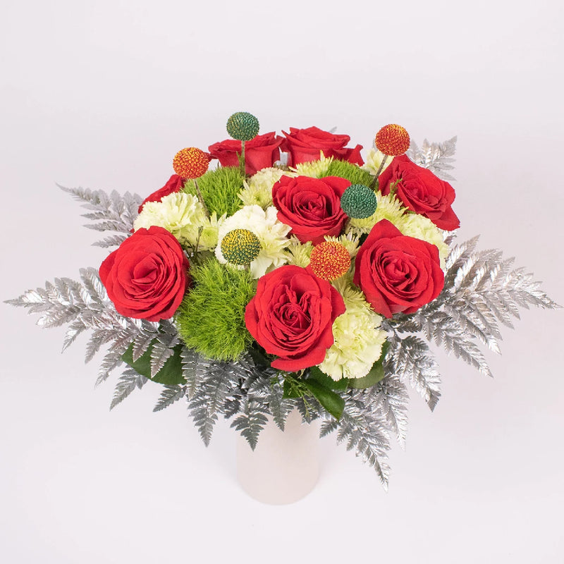 Holiday Lights Red Rose Flower Bouquet