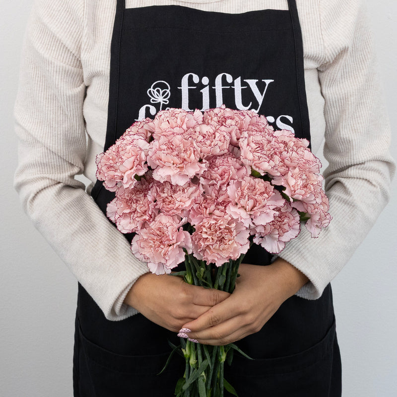 White And Purple Carnation Flowers Apron - Image