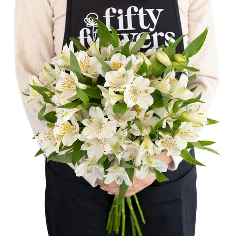 White Blush Peruvian Lilies Apron - Image