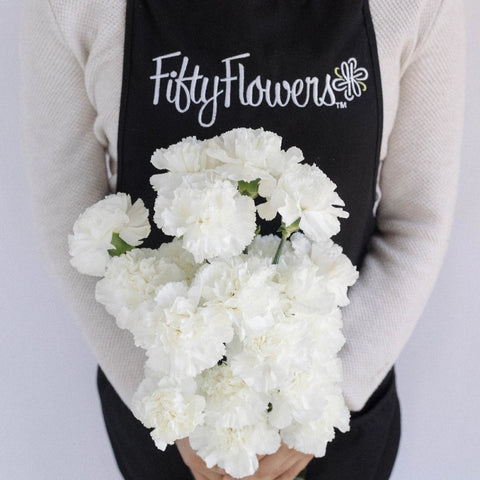 White Carnations Flower Apron - Image