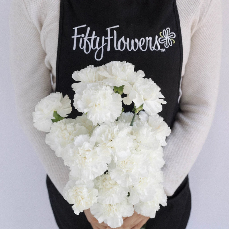 White Carnations Flower Apron - Image