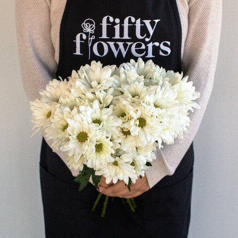 White Daisy Flower Apron - Image