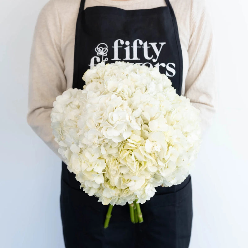 White Hydrangea Flower Apron - Image