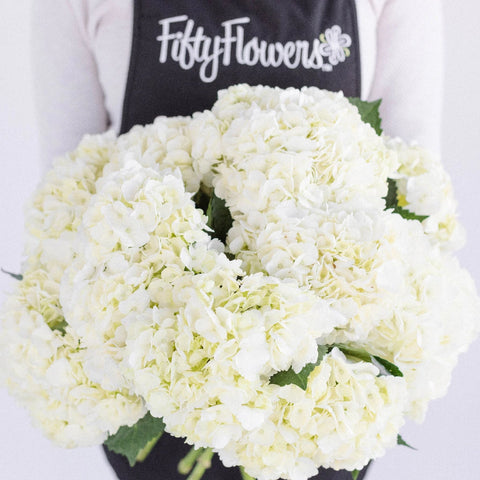 White Hydrangea Flower Apron - Image
