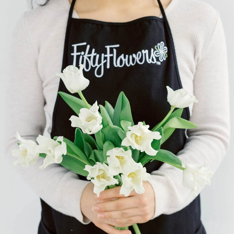 White Liberstar Tulip Flower Apron - Image