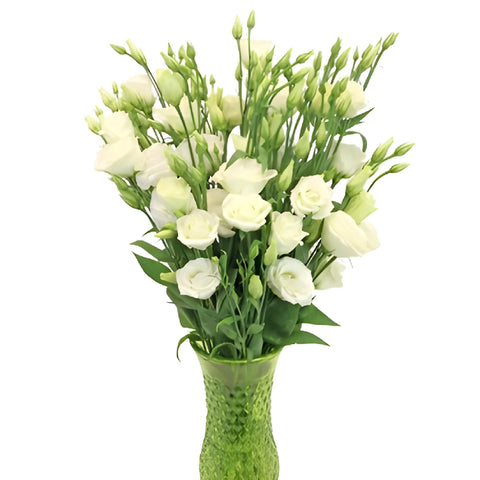 White Mini Lisianthus Wedding Flower Vase - Image