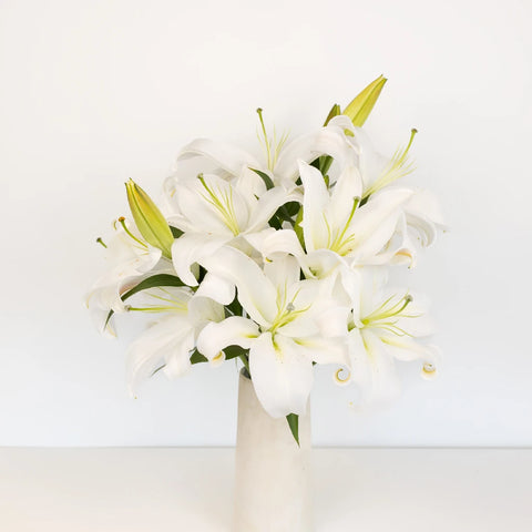 White Oriental Lilies Vase - Image