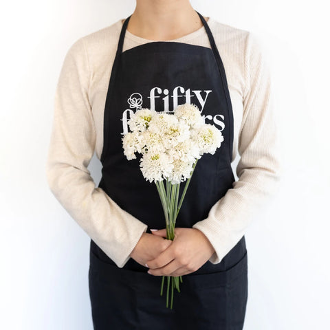 White Scabiosa Flower Apron - Image