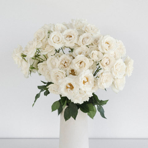 White Spray Roses In Bulk Vase - Image