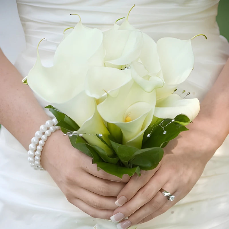 White Standard Calla and Mini Calla Lily Wholesale DIY Flower Kit In a Hand
