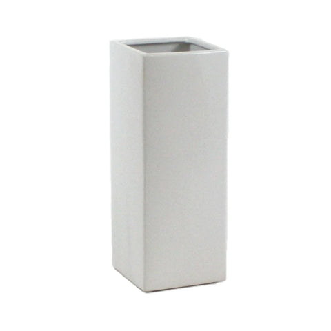White Tall Square Vase Close Up - Image