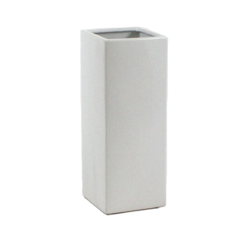 White Tall Square Vase Close Up - Image