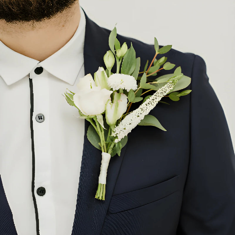 White Wedding Flower Boutonniere
