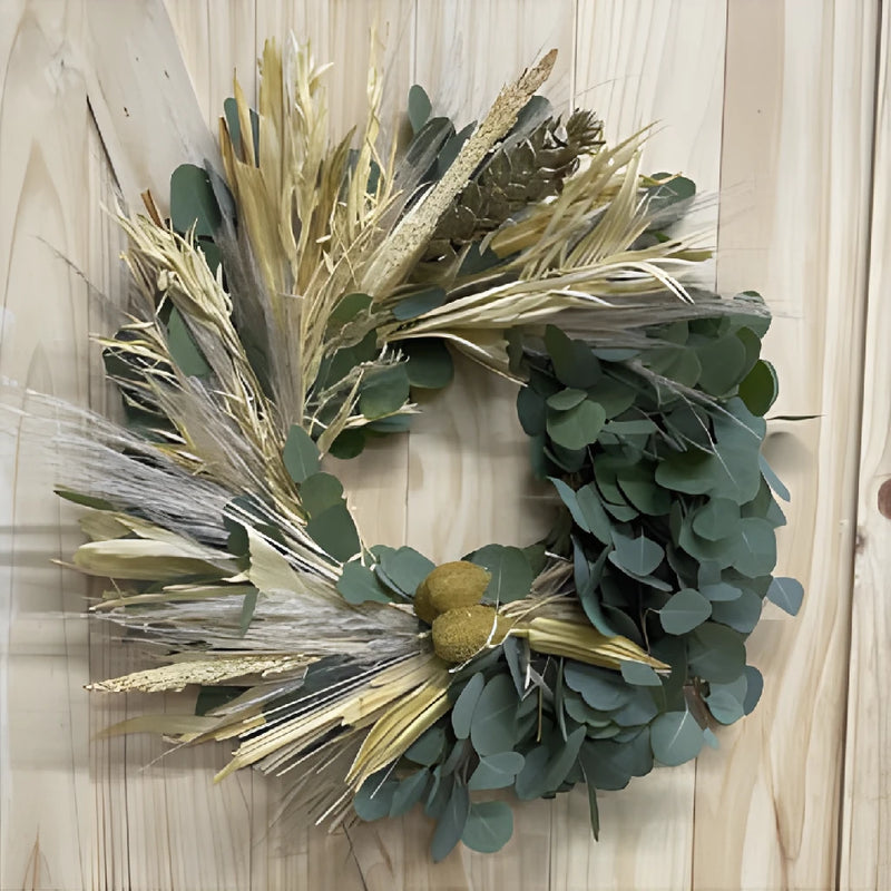 Wild Honey Greenery wreath close up