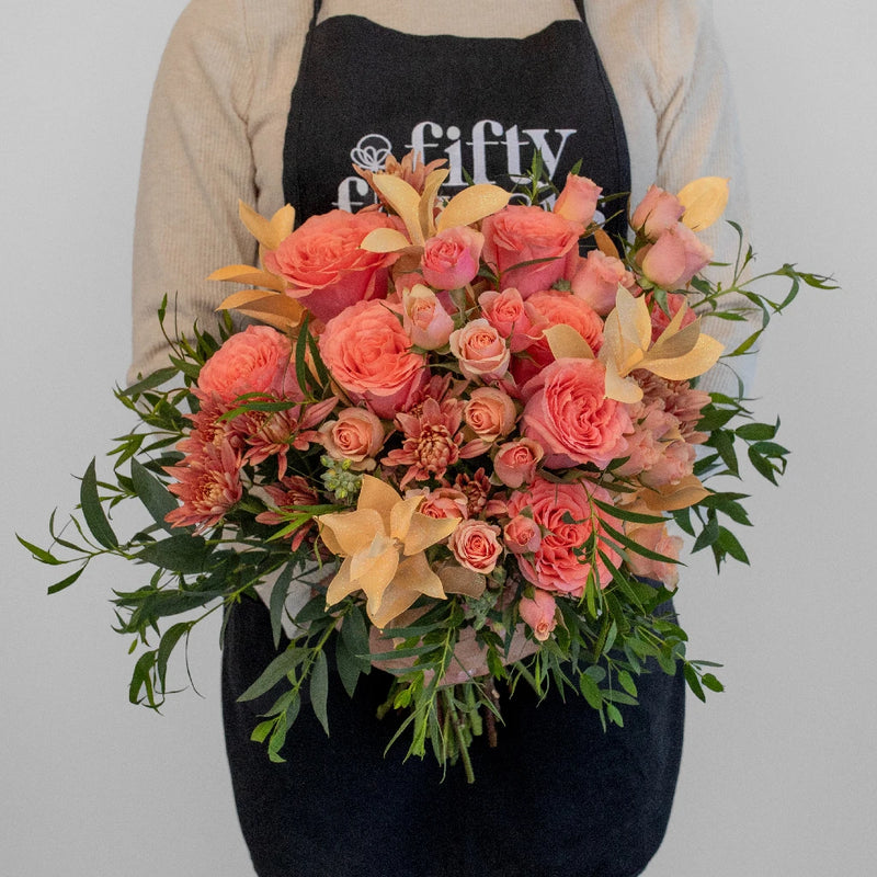 Wild Peach Flower Bouquet Apron - Image