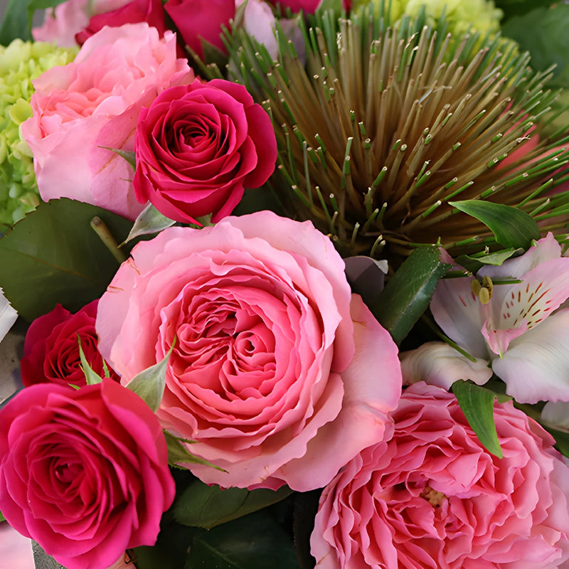Womens Friendship Day Pink Flower Bouquet Up Close