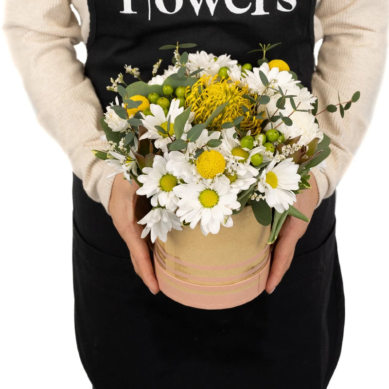 Yellow And White Daisy Delight Flower Arrangement Vase - Image