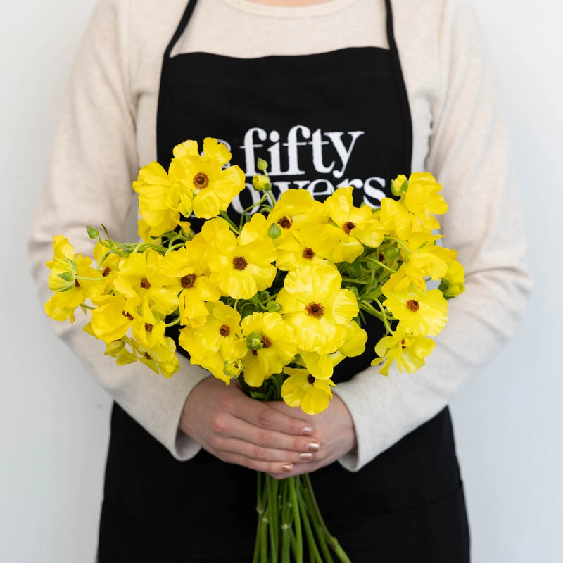 Yellow Butterfly Ranunculus Flower Apron - Image