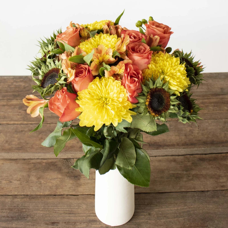 Yellow and Orange Flower Bouquet in Vase