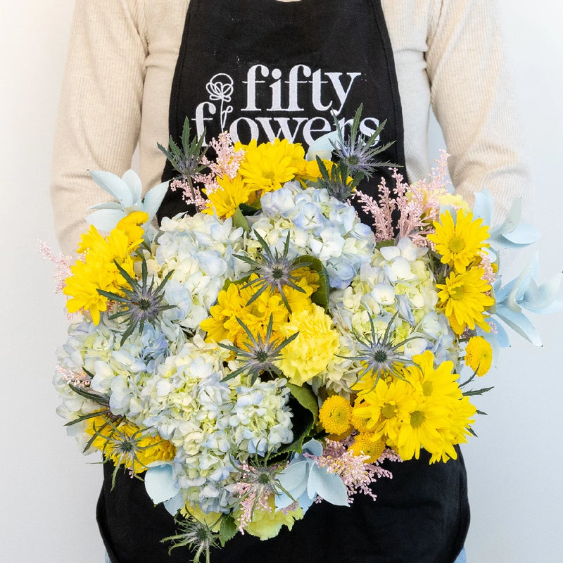 Yellow Pastel Pop Flower Bouquet Apron - Image
