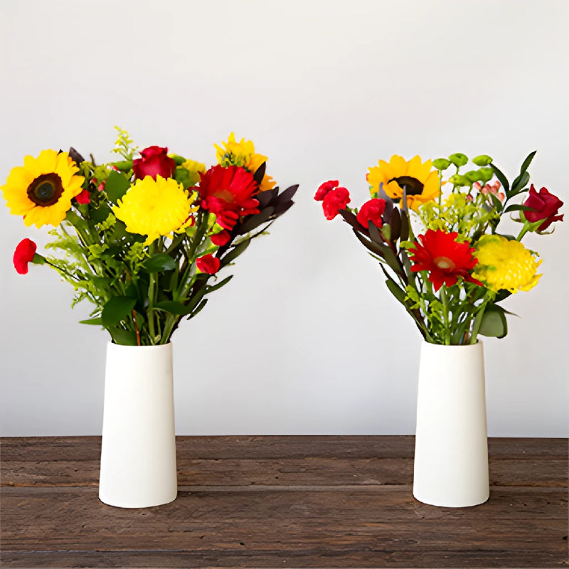 Red and Yellow Bridal Flower Centerpieces