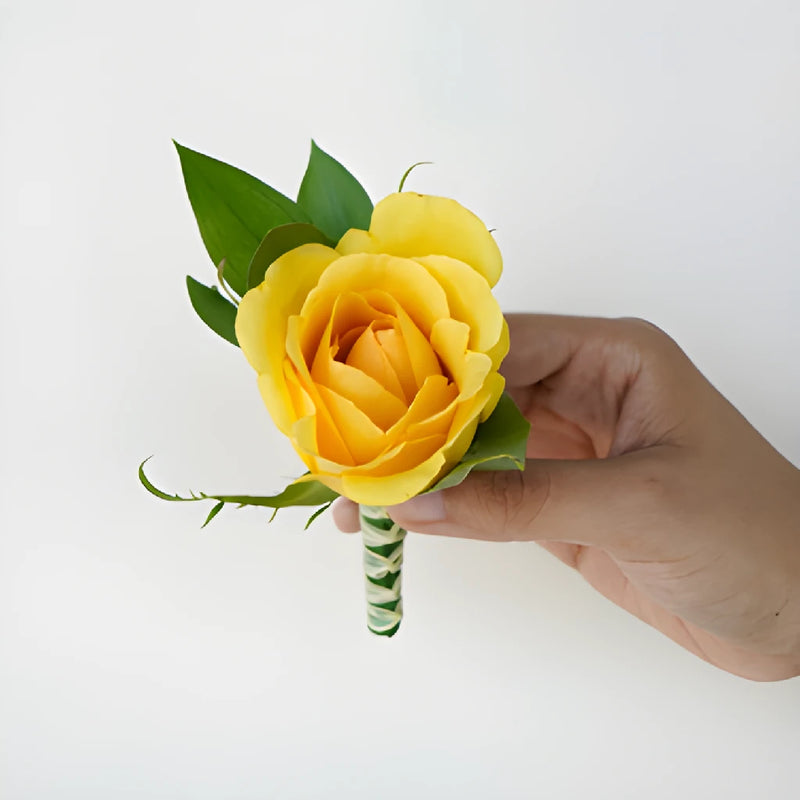 Modern Yellow Rose Boutonniere and Corsage Pack