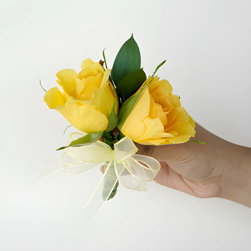Modern Yellow Rose Boutonniere and Corsage Pack