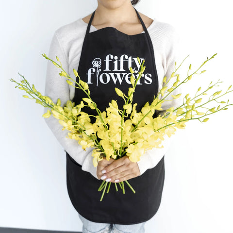 Yellow Sapphire Dendrobium Orchid Flower Apron - Image